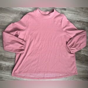 Old Navy Mock Neck Pink Top Textured Elastic Cuffs XL